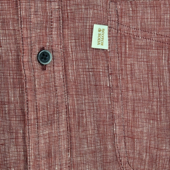 Scotch & Soda Red Linen Flip Up Cuffs Fall Shirt Size L - Picture 6 of 10